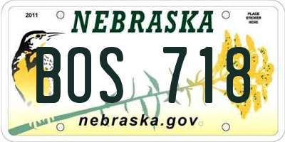 NE license plate BOS718