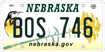 NE license plate BOS746