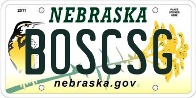 NE license plate BOSCSG