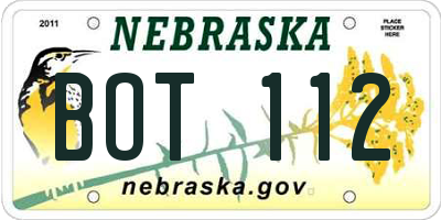 NE license plate BOT112