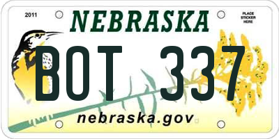 NE license plate BOT337