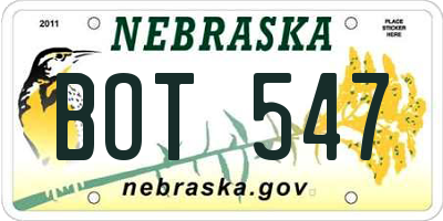 NE license plate BOT547