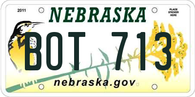 NE license plate BOT713