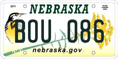 NE license plate BOU086
