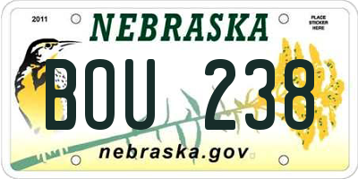 NE license plate BOU238