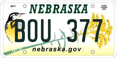 NE license plate BOU377