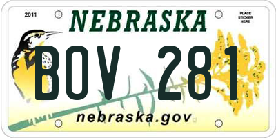 NE license plate BOV281