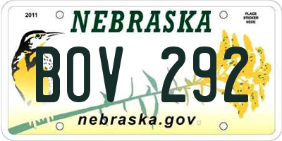 NE license plate BOV292