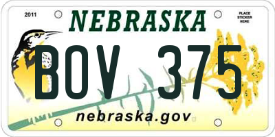 NE license plate BOV375
