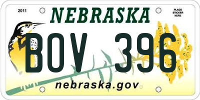 NE license plate BOV396