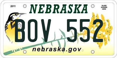 NE license plate BOV552