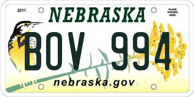 NE license plate BOV994