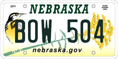NE license plate BOW504