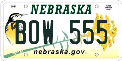 NE license plate BOW555