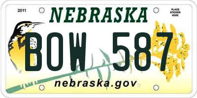NE license plate BOW587