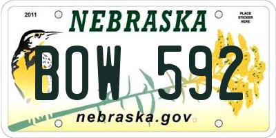 NE license plate BOW592