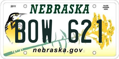 NE license plate BOW621