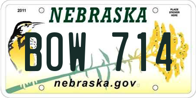 NE license plate BOW714