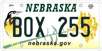 NE license plate BOX255