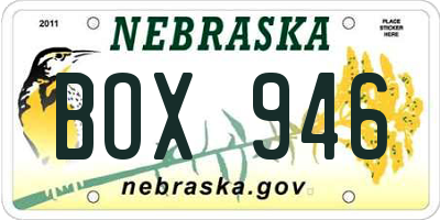 NE license plate BOX946