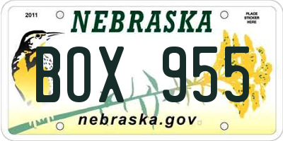 NE license plate BOX955