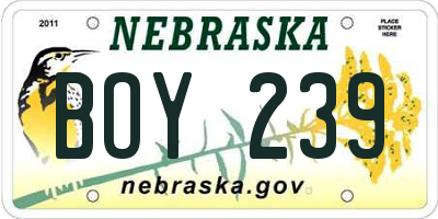 NE license plate BOY239