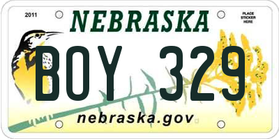 NE license plate BOY329