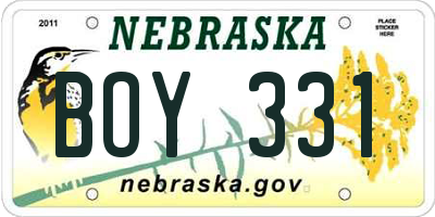 NE license plate BOY331