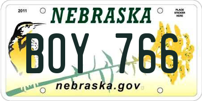 NE license plate BOY766