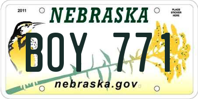 NE license plate BOY771