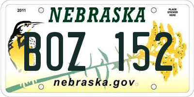 NE license plate BOZ152