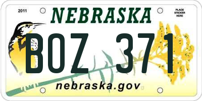 NE license plate BOZ371