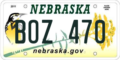 NE license plate BOZ470