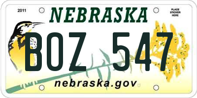 NE license plate BOZ547