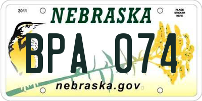 NE license plate BPA074