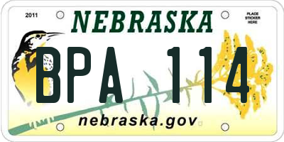 NE license plate BPA114
