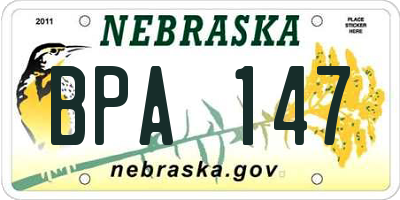 NE license plate BPA147