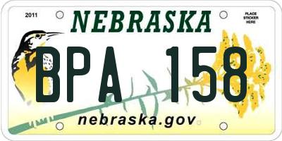NE license plate BPA158