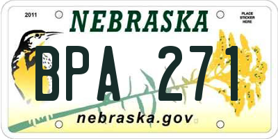 NE license plate BPA271