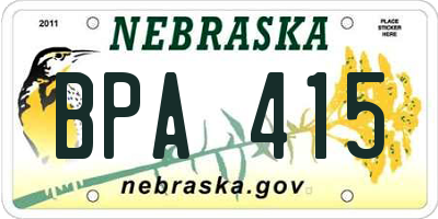 NE license plate BPA415