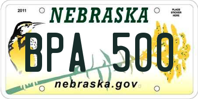 NE license plate BPA500
