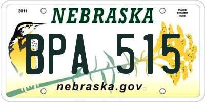 NE license plate BPA515