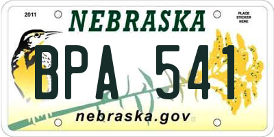 NE license plate BPA541