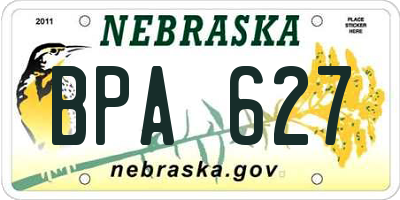 NE license plate BPA627