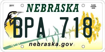 NE license plate BPA718