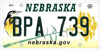NE license plate BPA739