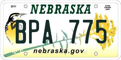 NE license plate BPA775