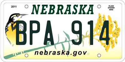 NE license plate BPA914