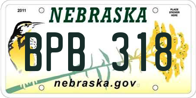 NE license plate BPB318