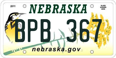 NE license plate BPB367